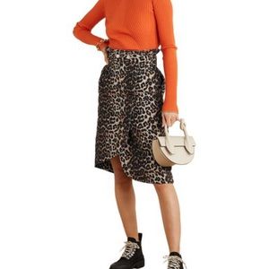 Gianni Asymmetrical Denim Leopard Skirt